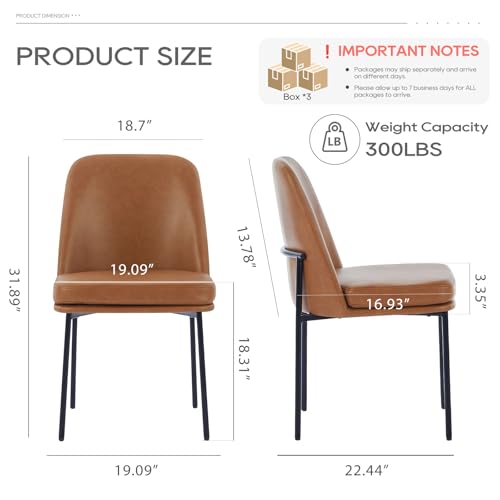 COLAMY Upholstered Dining Chairs Set of 6, Modern Dining Room Chairs with Curved Back and Metal Legs, Dinner Chair Kitchen Chairs for Dining Room and Living Room, Brown - color: Brown-l, size: Set of 6