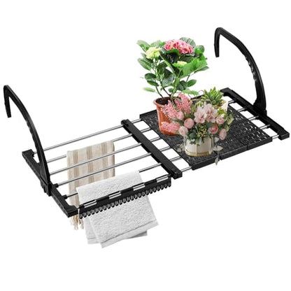 Portable Clothes Drying Rack for Balcony,Foldable Railings Windowsill, Retractable Radiator Clothes Airer,28"x13" Folding Towel Rack Indoor Outdoor Travel Laundry Rack with Clips (B-28"x13") - size: B-29"x13"