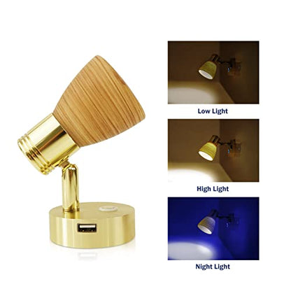 THALASSA Small 12V Marine Reading Lights with USB Port, Boat Interior Lights Bedside Cabin Lamp, Surface Mounted on Camper Caravan Motorhome Indoor Lighting with Built-in Touch Switch, Warm White