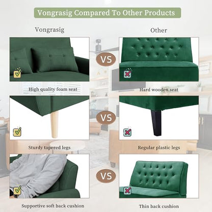 Vongrasig 47" Small Modern Loveseat Sofa, Mid Century Linen Fabric 2-Seat Sofa Couch Tufted Love Seat with Back Cushions and Tapered Legs for Living Room, Bedroom and Small Space (Green) - color: Green