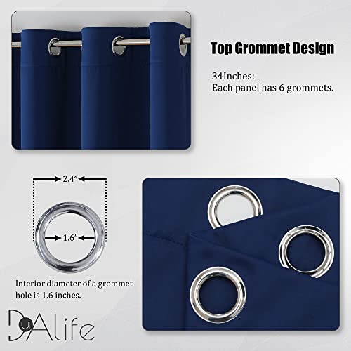 Navy Blue Room Darkening Blackout Curtains for Bedroom - 34 x 84 Inch Length Grommet Thermal Insulated Curtains(Navy, 34" Wide by 84" Long, 2 Panels) - color: Navy Blue, size: 34"W x 84"L (Pack of 2)