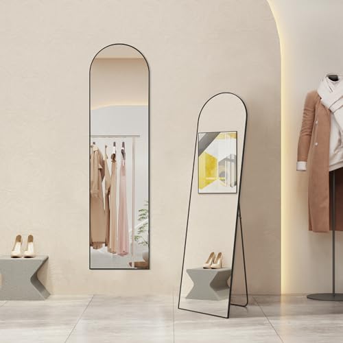 Arched Mirror Full Length, 16"x59" Body Wall Mirror - color: Classic Black-arched, size: 59"L x 16"W