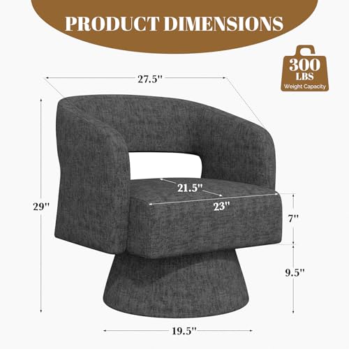 Luxanimarion Swivel Barrel Accent Chair,Oversized Teddy Upholstered Round Swivel Chair,Modern Luxury 360 Degree Living Room Vanity Chair for Bedroom Office,Black Chenille,2PCS - color: Black-chenille, size: Set of 2