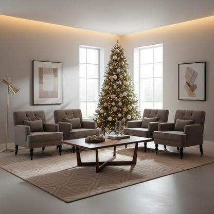 HUIMO Accent Chair, Tufted Upholstered Club Chair, Grey | Tufted upholstered club chair with lumbar pillow and solid wood legs. Suitable for living rooms, bedrooms, and reading nooks. - color: Grey