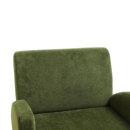 33" Velvet Fabric Modern Comfort Lazy Cloud Chair, Upholstered Deep Seat Single Sofa with Birch Legs, Fashion Lounge Chair with Slim Design for Living Room, Dark Green - color: Dark Green