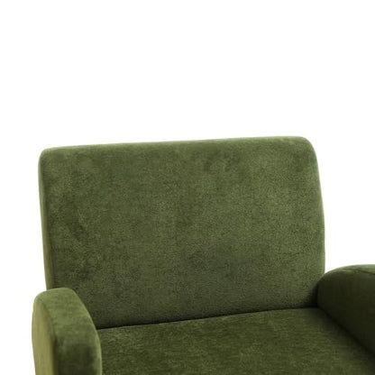 33" Velvet Fabric Modern Comfort Lazy Cloud Chair, Upholstered Deep Seat Single Sofa with Birch Legs, Fashion Lounge Chair with Slim Design for Living Room, Dark Green - color: Dark Green