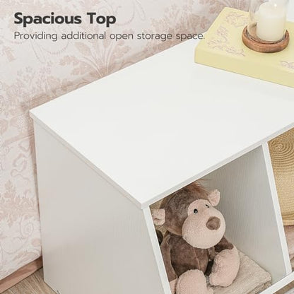 HOOBRO Toy Storage Cubby, Kids Bookshelf, Stackable 3-Bin Toy Storage Cabinet, Bookcase Footboard, Children's Toy Shelf, Hallway, White WT30CW01 - color: White