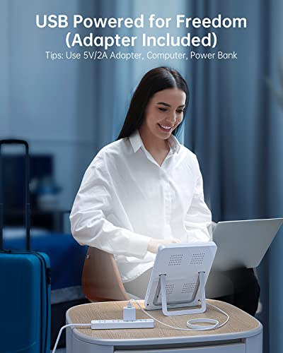 SUXIO Light Therapy Lamp - 10000 Lux Therapy Lights Lamp, 3 Timer & Mode Sunlight Lamp, Memory Function Daylight Lamp, Portable Light Box Therapy Use As Lift Mood, Happy Lamp for Home/Office/Travel - size: DC 5V-2A