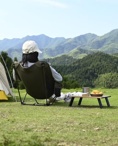 Low Ultralight Compact Folding Chair (Black) | with Side Pocket and Carry Bag, for Camping Backpacking Hiking - color: Black