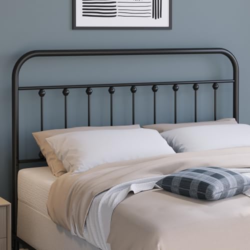 Vintage Metal Headboards, Adjustable Height Iron Frame, Farmhouse Rustic Style, Elegant and Durable Design, Easy Assembly, Universal Fit for Kids & Adults, Full Size, Black Finish - size: Full, style: Vintage