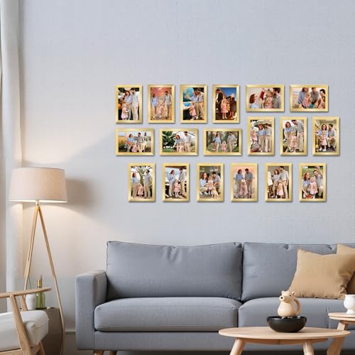 Giftgarden 4x6 Picture Frame Set of 18, Lightweight 4 by 6 Frames Bulk for Gallery Wall Photo Hanging and Tabletop Display, Gold - color: Gold*18, size: 4x6