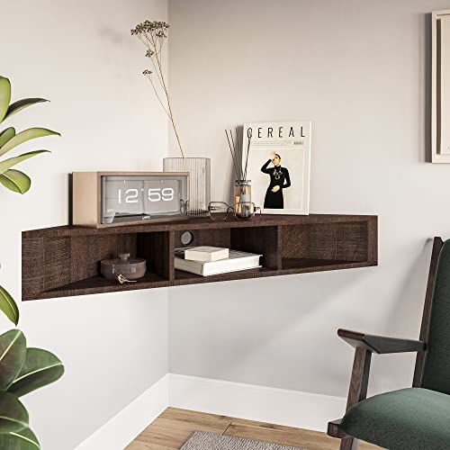 BELLEZE 47" Russel TV Stand & Entertainment Center - Espresso | Modern Style,Wall-mounted Storage Shelf,Fit TV up to 46",Living Room Dining Room - color: Espresso, style: Russel