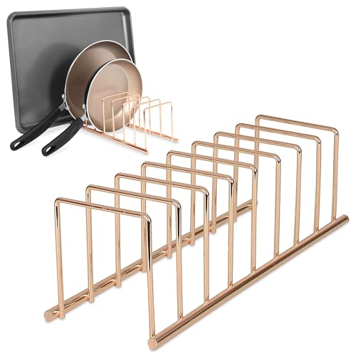 Spectrum Euro Cutting Board Holder Stand for Countertop or Inside Kitchen Cabinet Organization Copper, 8 Slot Cutting Board Drying Rack or Cabinet Plate Bakeware Storage Organizer - color: Copper, size: 1 Count, style: Organizer