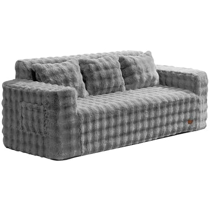 ZurNesfure Sofa Couch 3-Seater Boneless Sofa with Pillow Grey,3-Seater | No Assembly Need, Modern Couch with deep seat and Washable Cover Cloud Sofa for Living Room Bedroom Apartment - color: Bubble Grey, size: 3-seater