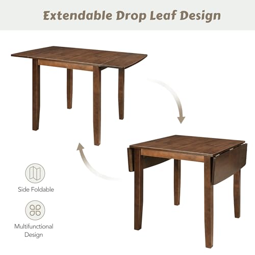RuiSiSi 3 Piece Dining Table Set, Drop Leaf Kitchen Table Set with 2 X-Back Chairs for Kitchen, Dining Room, Small Space, Walnut - color: Walnut, size: 3 Piece
