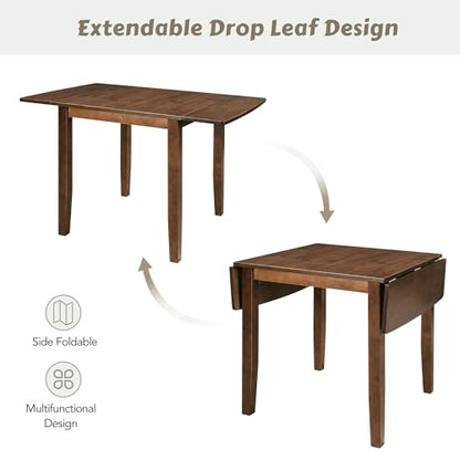 RuiSiSi 3 Piece Dining Table Set, Drop Leaf Kitchen Table Set with 2 X-Back Chairs for Kitchen, Dining Room, Small Space, Walnut - color: Walnut, size: 3 Piece