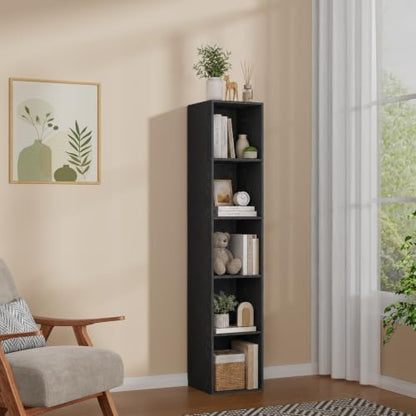 5 Cube Black Book Shelf, Tall Bookcase for Bedroom Home Office Living Room - color: Black, size: 5 Cube