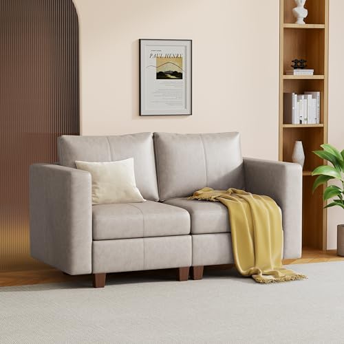 MINCETA Modular Sectional Sofa, Modern Comfy Sofa with Upholstered and Storage Ottoman for Living Room,Bedroom(Light Grey, Loveseat Sofa) - color: Light Grey, size: 64.6"W*32.3"D