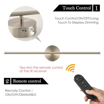 KARTOOSH Battery Operated Wall Sconces Set of Two Wireless Wall Lights | Rechargeable Wall Sconce with Remote 350°Rotate Dimmable 3000K LED Wall Lamp for Living Room, Bedroom - color: Nickel, size: 24.4 Inches