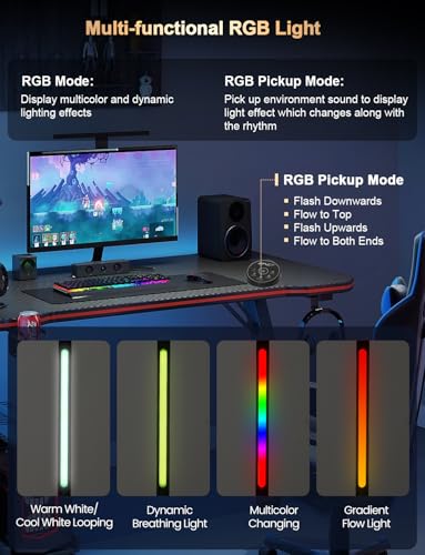 LED Desk Lamp with Clamp, Adjustable Swing Arm RGB Desk Light with Remote, Eye-Caring 4 Modes Stepless Dimming Lamp for Home Office Reading Study Gaming - color: RGB Desk Light