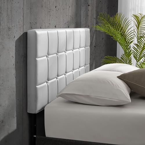 Hearth & Harbor Bed Headboard Queen Size, Button Tufted Queen Headboard Only, Upholstered Headboards Wall Mounted, Adjustable Height 34”-42”, Modern Headboard, White - color: White, size: Queen