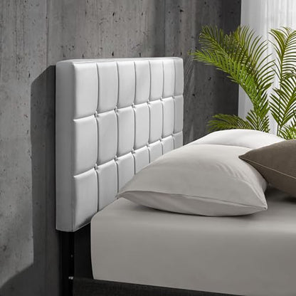 Hearth & Harbor Bed Headboard Queen Size, Button Tufted Queen Headboard Only, Upholstered Headboards Wall Mounted, Adjustable Height 34”-42”, Modern Headboard, White - color: White, size: Queen