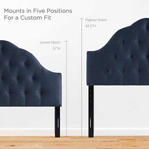 Modway Sovereign Tufted Button Linen Fabric Upholstered Queen Headboard in Navy - color: Navy, size: Queen