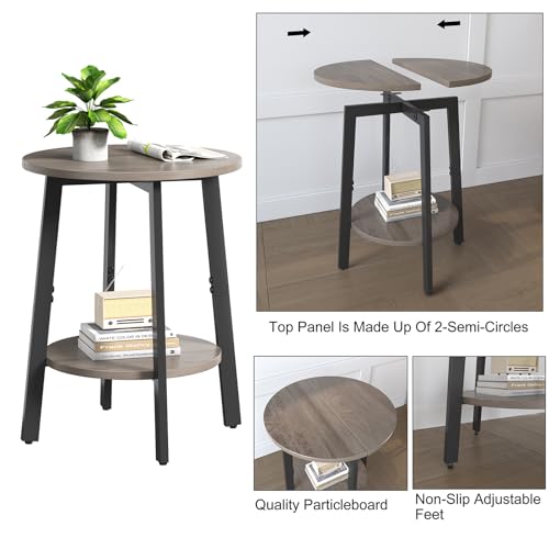 sthmec Side Table Set of 2, Small Round End Table with Storage Shelf for Small Space, 2-Tier Bedside Table Sofa Couch Table, Nighstands Set of 2 Accent Table for Living Room, Bedroom, Grey - color: Grey