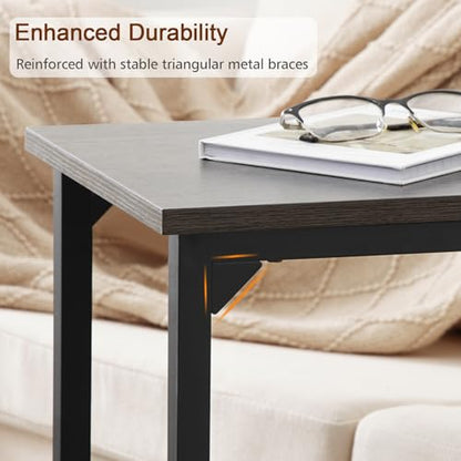 AMHANCIBLE C Shaped End Table Set of 2, Couch Side Table that Slide Under | TV Trays for Eating on Couch, Narrow Small Space Side Tables for Living Room Bedroom, Dark Grey - color: Dark Grey