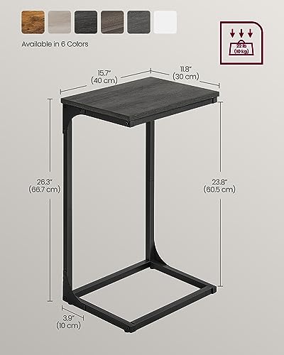 VASAGLE C-Shaped End Table, Side Table for Sofa with Metal Frame | Couch Table, Small TV Tray Table for Living Room, Bedroom, Misty Gray and Black, Barnet Collection ULET353B68 - color: Misty Gray + Black