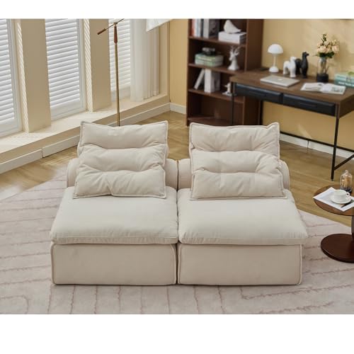 Apartment, Modular Sofa,Chair,2 Seats,Fabric,Upholstered,Soft,Lumbar Pillow, with backrest,Reading Nook, Living Room, Lounge,No Armrests,66 * 37.9 * 33''