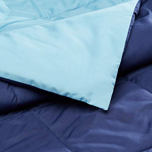 Amazon Basics Washable Comforter Blanket, Reversible Lightweight Microfiber All Season, Twin/Twin XL, Navy/Sky Blue - color: Navy / Sky Blue, size: Twin/Twin XL