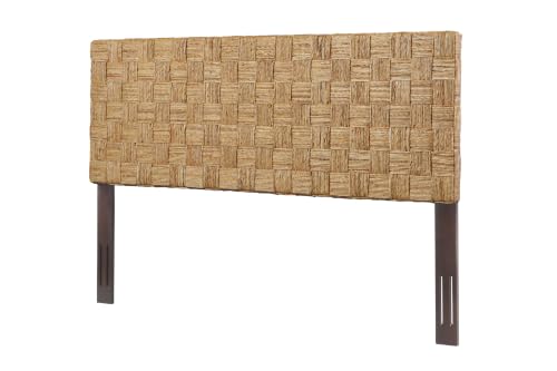 King Headboard, Headboard, Adjustable Height Headboard, Solid Wood Frame, Woven Natural Fiber Basketweave, Mahogany Legs, Coastal Modern, Wall Mount Compatible