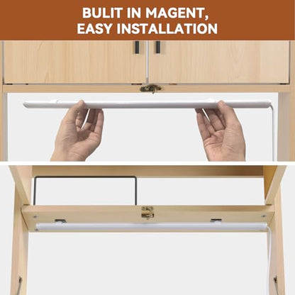 ARTETHYS Wall Mounted Desk Folding with LED Light Drop Down Hanging Desk | Multifunctional Fold Down Laptop Computer Table, Writing Workstation with Storage Compartments, Space Saving for Home - color: Wood