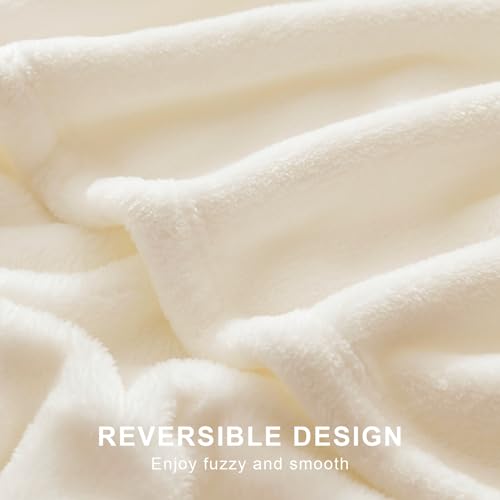 Hansleep Full Beige Fleece Blanket, Soft Flannel Bed Blanket | Fuzzy Cozy Blanket 84x90 Inches, Multi-use for Bed, Sofa, Couch, Travel, Camping, All Season Warm Lightweight Cover - color: Beige, size: Full (84x90 Inches)