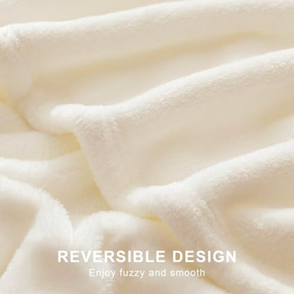 Hansleep Queen Beige Fleece Blanket, Soft Flannel Bed Blanket | Fuzzy Cozy Blanket 90x90 Inches, Multi-use for Bed, Sofa, Couch, Travel, Camping, All Season Warm Lightweight Cover - color: Beige, size: Queen (90x90 Inches)