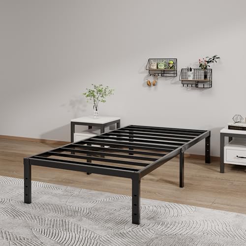 LUMUNANCE Metal Bed Frame Twin Size - 14 Inch Heavy-Duty Twin Platform Bed Frame No Box Spring Needed, Easy Assembly, Noise-Free, Sturdy Mattress Foundation, Underbed Storage Space - size: Twin, style: 14 Inch