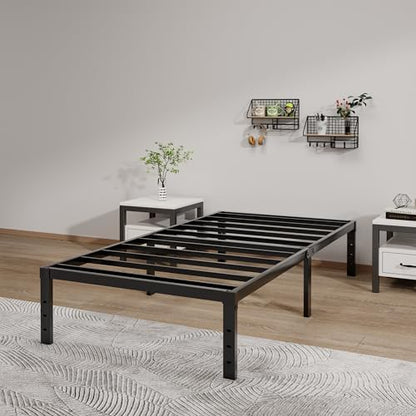 LUMUNANCE Metal Bed Frame Twin Size - 14 Inch Heavy-Duty Twin Platform Bed Frame No Box Spring Needed, Easy Assembly, Noise-Free, Sturdy Mattress Foundation, Underbed Storage Space - size: Twin, style: 14 Inch