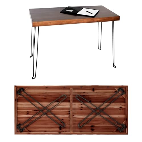 Folding Desk, 55 x 25 Inch, Lightweight Space Saving Design | Portable Computer Desk with Collapsible Hairpin Legs - color: Walnut, size: 55 x 25