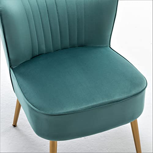Container Furniture Direct Modern Velvet Accent Chair for Living Room, Bedroom, or Entryway, Stylish and Comfortable Armless Design with Metal Legs, Teal - color: Teal