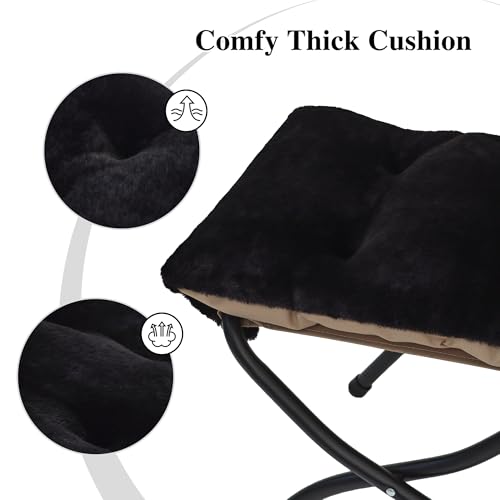15"(H) Folding Ottoman, Set of 2, Foldable Footrest Stool, Small Foot Stool for Couch, Collapsible Foot Rest Ottoman for Sofa, Accent Padded Ottomans for Living Room, Bedroom, Black - color: Black 2pcs