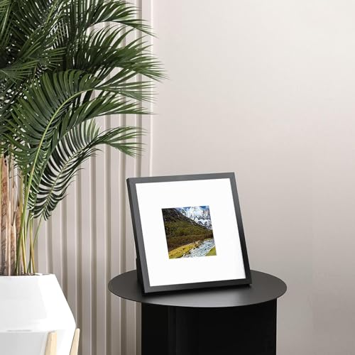 8x8 Frame Set of 9, 8 by 8 Square Picture Frames with Plexiglass for Picture 4x4 with Mat or 8x8 without Mat, Art Collage for Wall Gallery and Tabletop Display, 8 x 8 Photo Frame Black - color: Black, size: 8x8