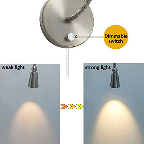 HomeFocus Bedside Wall Light,Eye-Caring LED Reading Wall Lamp,Dimmable Wall Light,Wall Sconces