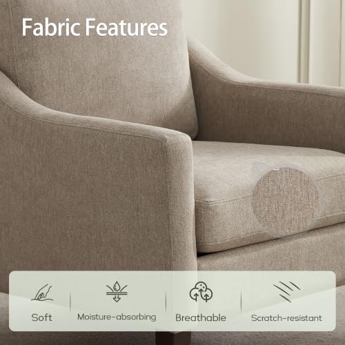 VKNOW Accent Chairs Set of 2, Modern Upholstered Armchairs, Brown | Reading Chairs with Wood Legs, Single Sofa Reading Seat, Flexible Cushion, No Tool Assembly, For Living Room, Bedroom - color: Brown