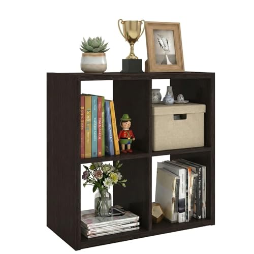 WannabeMyself【2026 Wooden Thick Frame】 4 Cube Storage Organizer with Anti-Tipping Kits, Reversible Open Back Book Shelf,Bookcase for Living Room,Bedroom,Entrance Hall,Office,11.6×24.6×24.7,Chocolate - color: Chocolate, size: 4 cube (11inch)