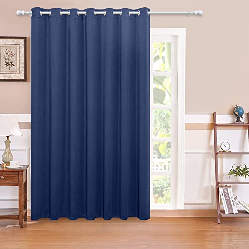 MYSKY HOME Sliding Door Curtains for Living Room, Grommet Blackout Curtain for Bedroom, Patio Thick Vertical Blinds Privacy Thermal Insulated Room Divider Curtains, 1 Panel, 100 x 108 Inch, Navy - color: Navy, size: 100"W x 108"L (Pack of 1)