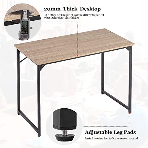 Computer Desk 40 in Length Study Writing Table, Adjustable feet, Modern Furniture for Home Office, Nature - color: Nature, size: 40 inch