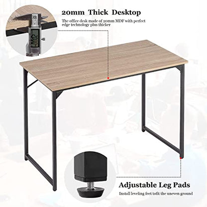 Computer Desk 40 in Length Study Writing Table, Adjustable feet, Modern Furniture for Home Office, Nature - color: Nature, size: 40 inch