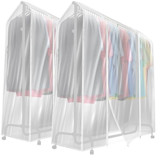 Sorbus Cover for Garment Rack 2 Pack- 6 Ft Transparent Clothes Rack Cover, Garment Coat Hanger Protector Dustproof Waterproof Clothing Storage Cover for Dresses, Suits, Coats (Rack Not Included) - size: 2 Pack