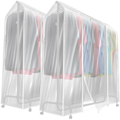 Sorbus Cover for Garment Rack 2 Pack- 6 Ft Transparent Clothes Rack Cover, Garment Coat Hanger Protector Dustproof Waterproof Clothing Storage Cover for Dresses, Suits, Coats (Rack Not Included) - size: 2 Pack